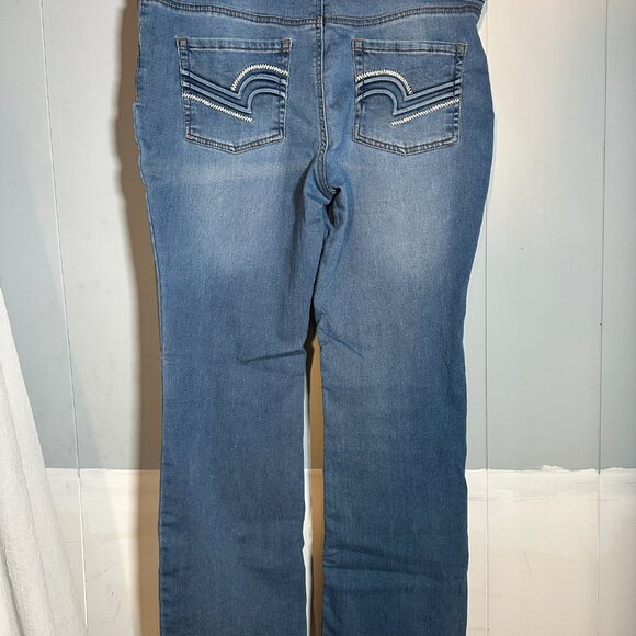 The Pioneer Woman Jeans Large Blue Denim Cotton Bootcut Leg Pull On Design - Picture 2 of 10